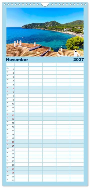 Produktbild: Familienplaner 2027 - MALLORCA, Meine Balearische Insel mit 5 Spalten (Wandkalender, 21 x 45 cm) CALVENDO