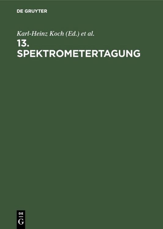 Produktbild: 13. Spektrometertagung