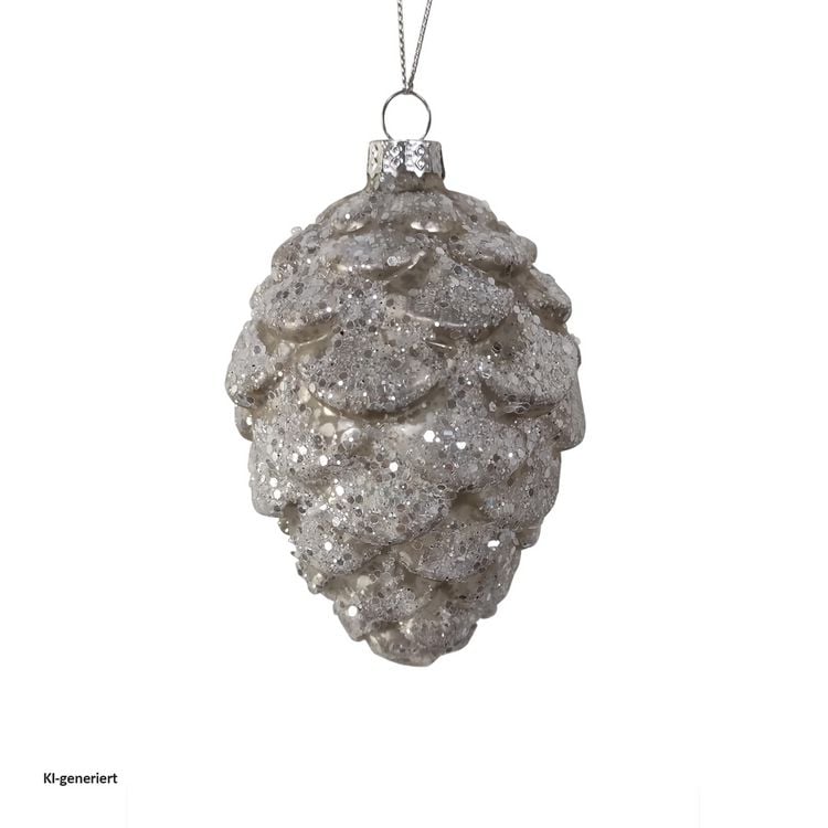 Produktbild: HTI-Living Christbaumschmuck in Zapfenform Wei&szlig; Glitzer Christbaumschmuck in Zapfenform Wei&szlig; Glitzer