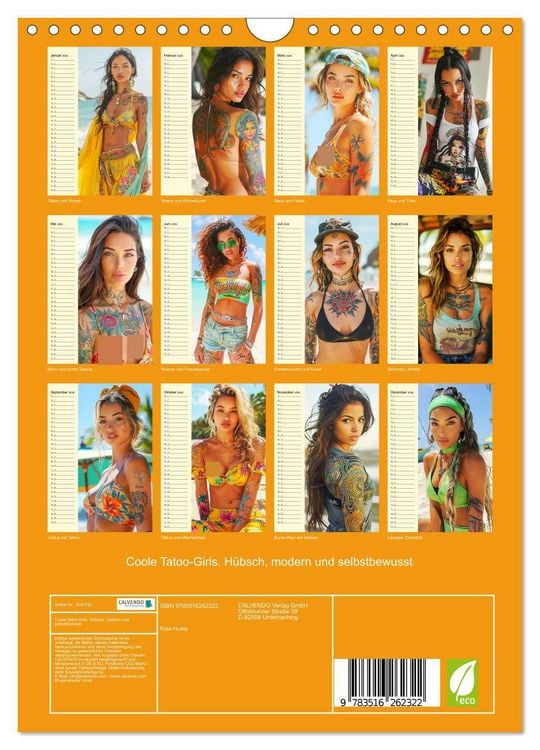 Produktbild: Coole Tatoo-Girls. H&uuml;bsch, modern und selbstbewusst (Wandkalender 2026 DIN A4 hoch), CALVENDO Monatskalender