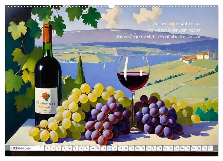 Produktbild: Johann Wolfgang von Goethe. Ber&uuml;hmte Zitate malerisch inszeniert (hochwertiger Premium Wandkalender 2026 DIN A2 quer), Kunstdruck in Hochglanz