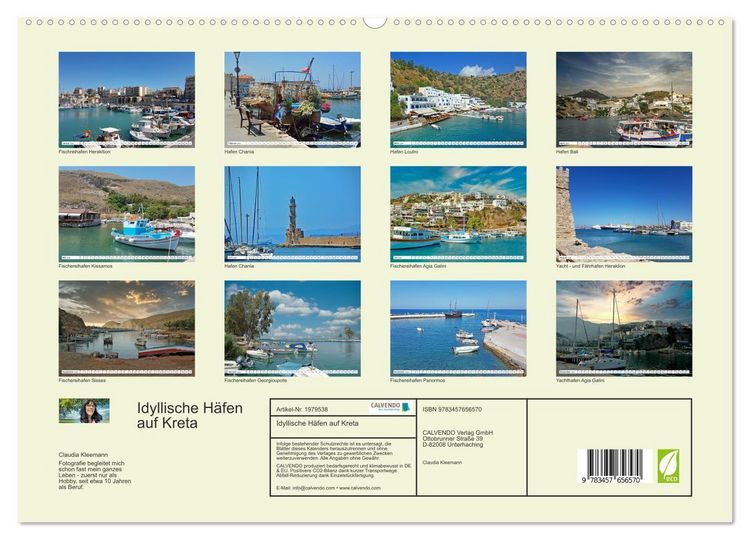 Produktbild: Idyllische H&auml;fen auf Kreta (hochwertiger Premium Wandkalender 2026 DIN A2 quer), Kunstdruck in Hochglanz