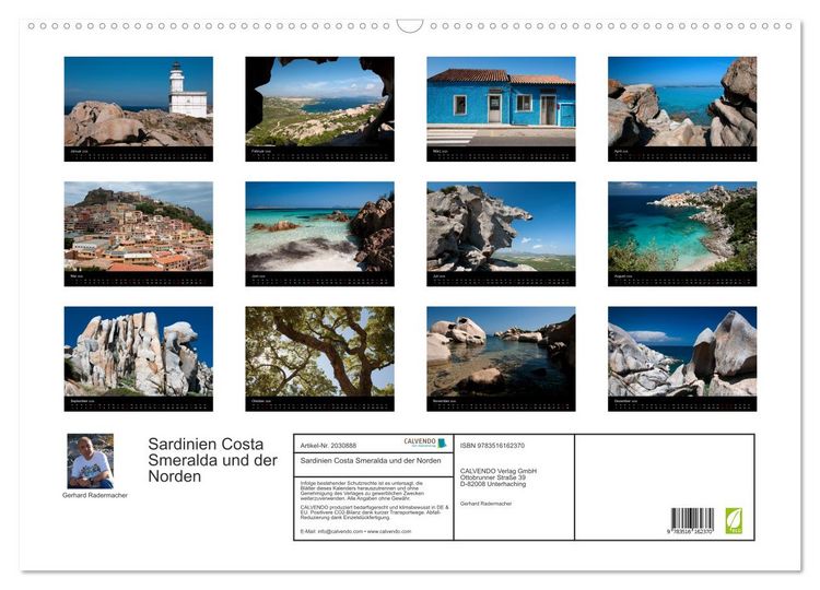 Produktbild: Sardinien Costa Smeralda und der Norden (Wandkalender 2026 DIN A2 quer), CALVENDO Monatskalender