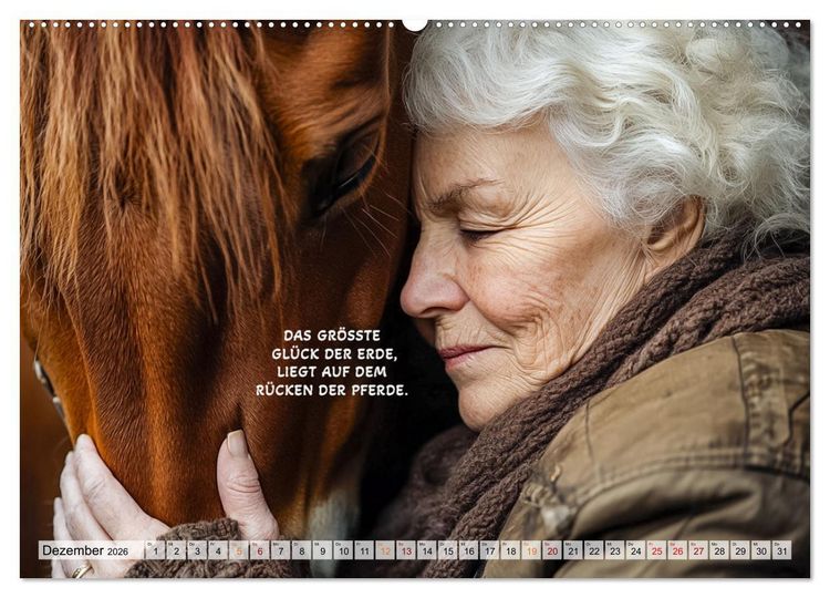 Produktbild: Pferde und Seelenspr&uuml;che (hochwertiger Premium Wandkalender 2026 DIN A2 quer), Kunstdruck in Hochglanz