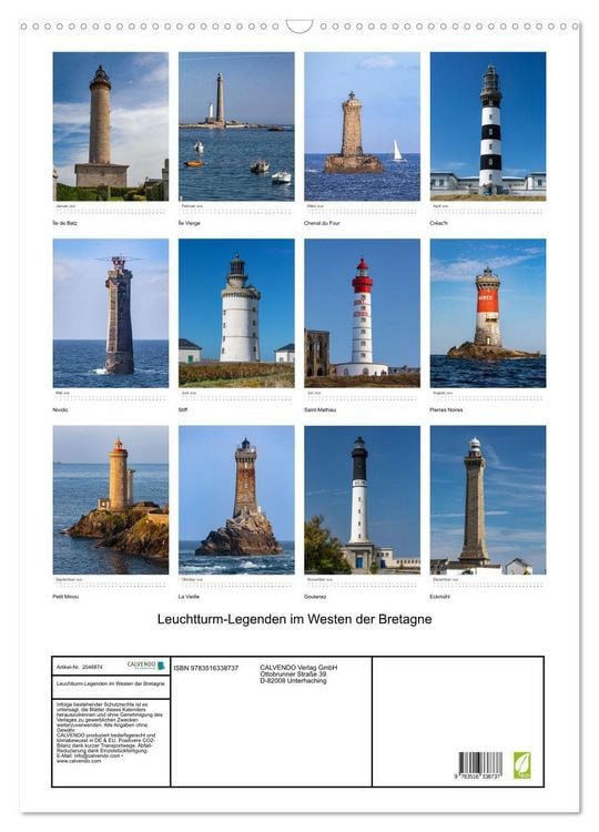 Produktbild: Leuchtturm-Legenden im Westen der Bretagne (Wandkalender 2026 DIN A2 hoch), CALVENDO Monatskalender