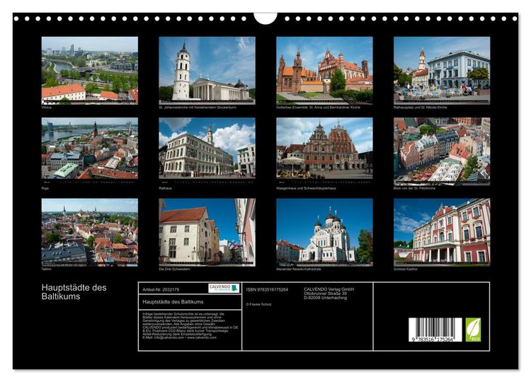 Produktbild: Hauptst&auml;dte des Baltikums (Wandkalender 2026 DIN A3 quer), CALVENDO Monatskalender
