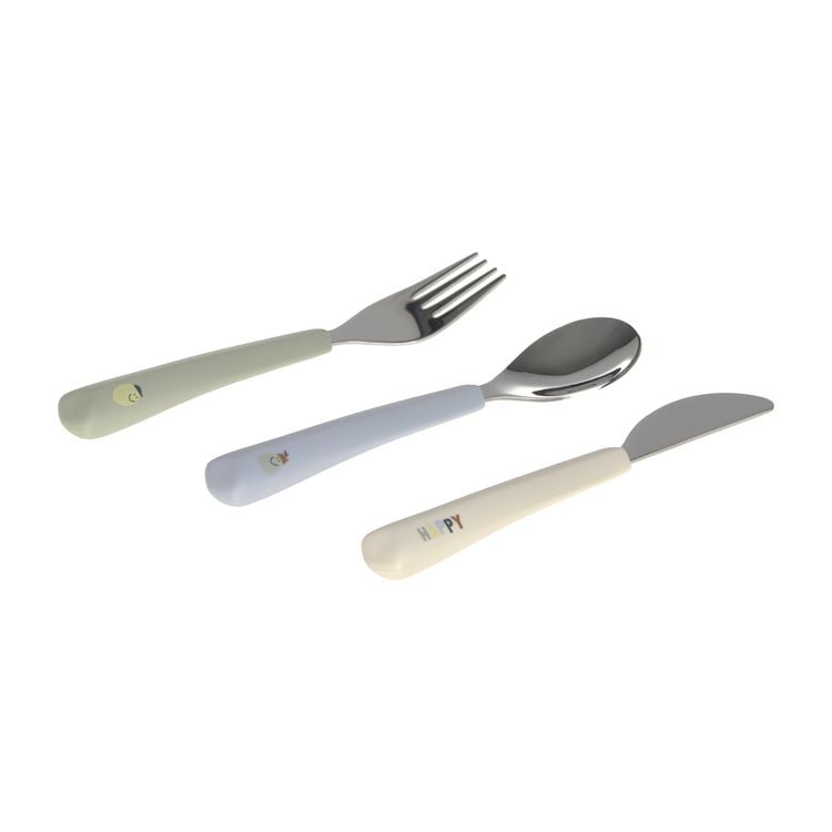 Produktbild: Cutlery with Silicone Handle 3 pcs Happy Fruits