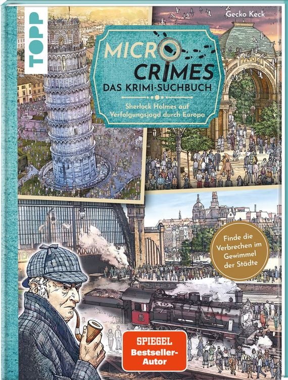 Produktbild: Micro Crimes. Das Krimi-Suchbuch. Sherlock Holmes auf Verfolgungsjagd durch Europa. Finde die Ganoven im Gewimmel der Goldenen 20er