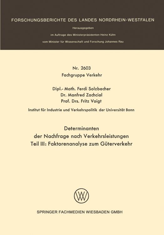 Produktbild: Determinanten der Nachfrage nach Verkehrsleistungen