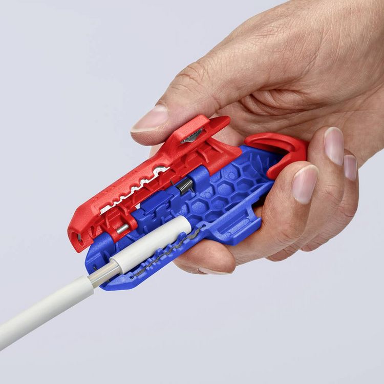 Produktbild: Knipex 16 95 03 SB ErgoStrip&reg; PV Abmantelungswerkzeug Abmantelungsmesser Geeignet f&uuml;r Rundkabel, Solarkabel 4 bis 6 mm