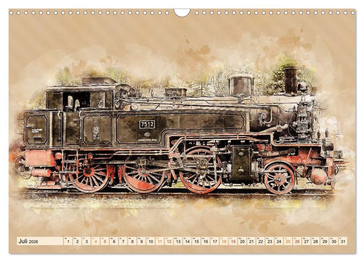 Produktbild: Dampflokomotiven - wundersch&ouml;ne Giganten auf Schienen (Wandkalender 2026 DIN A3 quer), CALVENDO Monatskalender