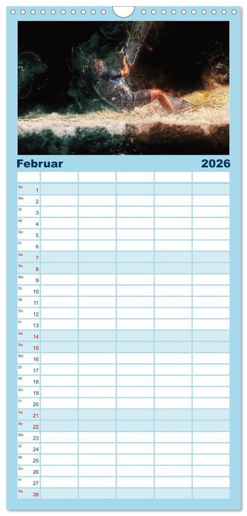 Produktbild: Familienplaner 2026 - Kitesurfen extrem cool mit 5 Spalten (Wandkalender, 21 x 45 cm) CALVENDO