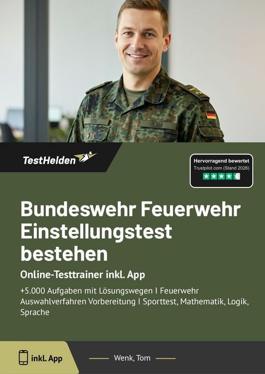 Produktbild: Bundeswehr Feuerwehr Einstellungstest bestehen: Online-Testtrainer inkl. App