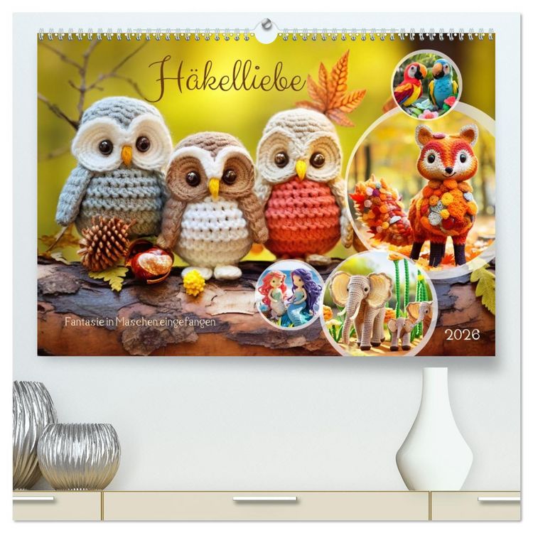 Produktbild: H&auml;kelliebe - Fantasie in Maschen einfangen (hochwertiger Premium Wandkalender 2026 DIN A2 quer), Kunstdruck in Hochglanz