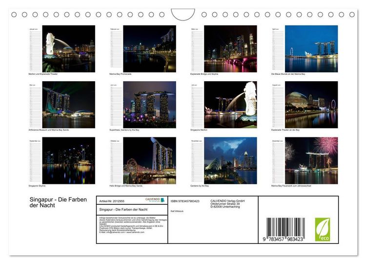 Produktbild: Singapur - Die Farben der Nacht (Wandkalender 2026 DIN A4 quer), CALVENDO Monatskalender