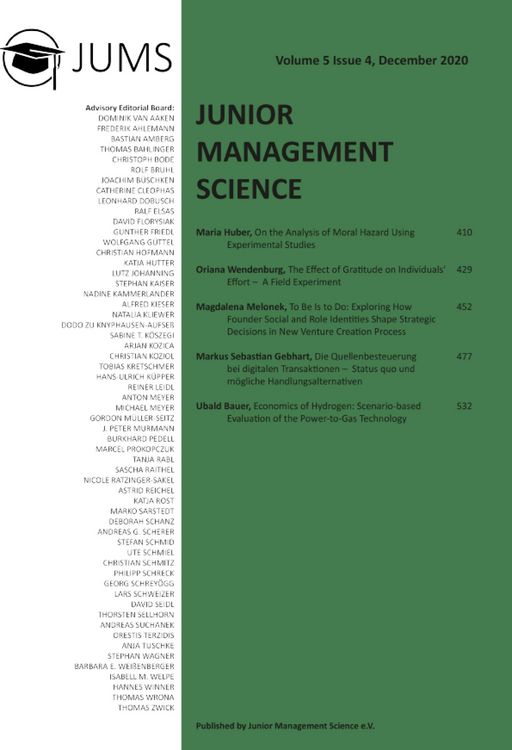 Produktbild: Junior Management Science, Volume 5, Issue 4, December 2020
