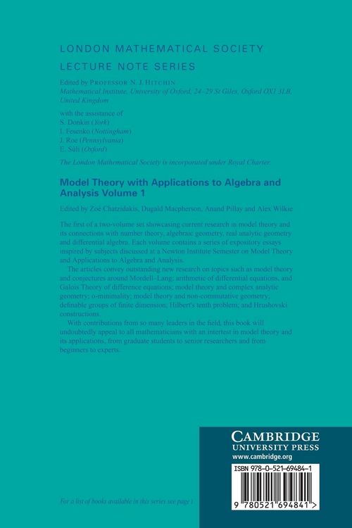 Produktbild: Model Theory with Applications to Algebra and Analysis