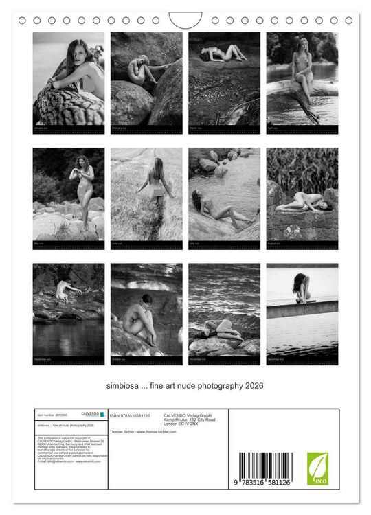Produktbild: simbiosa ... fine art nude photography 2026 (Wall Calendar 2026 DIN A4 portrait), CALVENDO 12 Month Wall Calendar