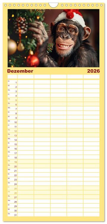 Produktbild: Familienplaner 2026 - Schimpansen - Ein Jahr mit Menschenaffen. mit 5 Spalten (Wandkalender, 21 x 45 cm) CALVENDO