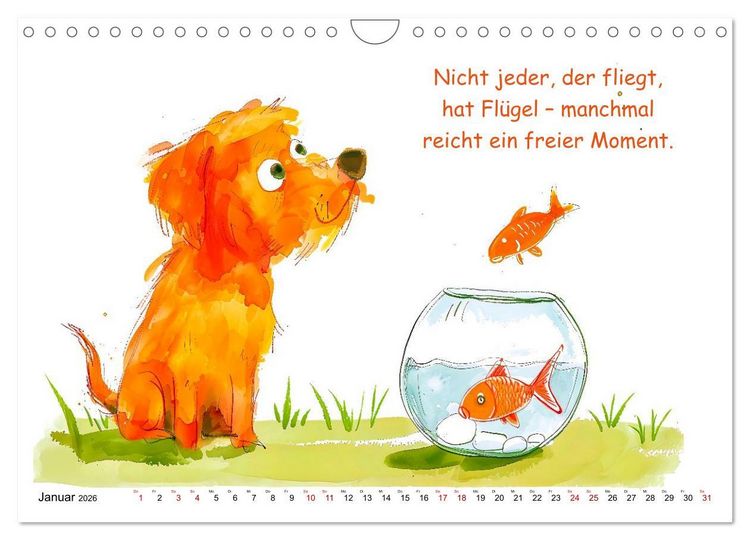 Produktbild: Vier Pfoten, viele Spr&uuml;che - Lustige Weisheiten mit Hund (Wandkalender 2026 DIN A4 quer), CALVENDO Monatskalender