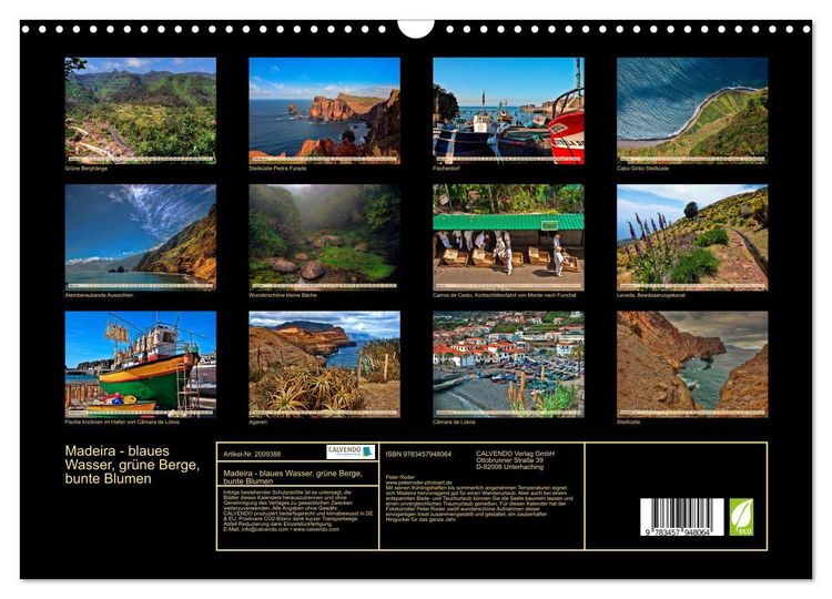 Produktbild: Madeira - blaues Wasser, gr&uuml;ne Berge, bunte Blumen (Wandkalender 2026 DIN A3 quer), CALVENDO Monatskalender