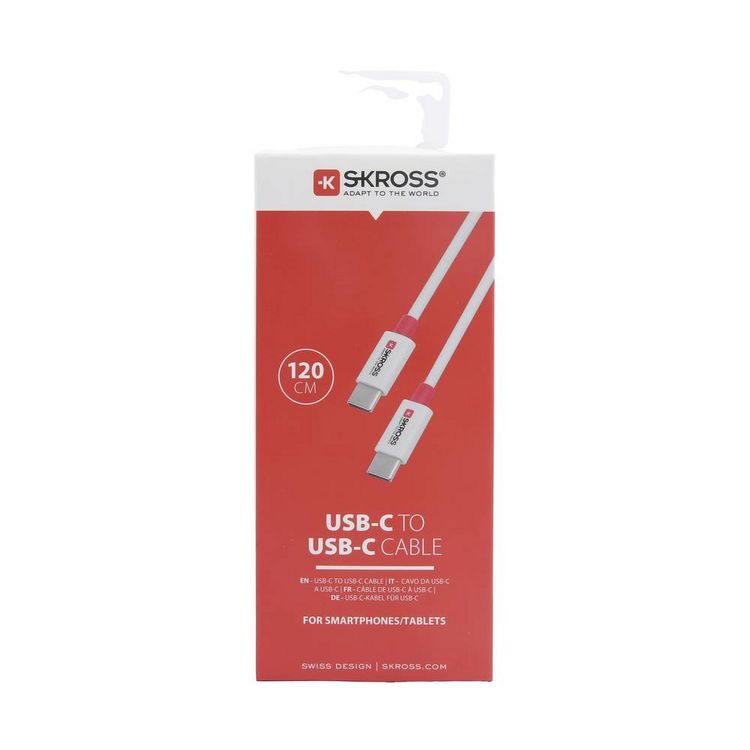 Produktbild: Skross USB-Kabel USB 2.0 USB-C&reg; Stecker, USB-C&reg; Stecker 1.20m Wei&szlig; Rund SKCA0008C-C120CN