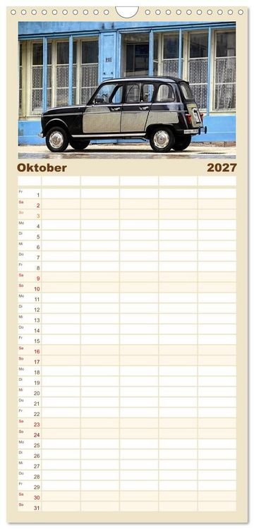 Produktbild: Familienplaner 2027 - Kultauto aus Frankreich - Renault 4 mit 5 Spalten (Wandkalender, 21 x 45 cm) CALVENDO