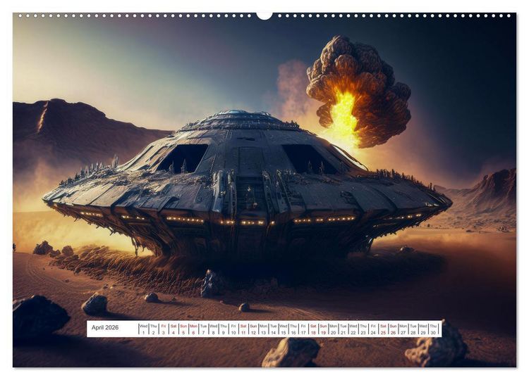 Produktbild: Flying saucers - The great journey (High Quality Premium Wall Calendar 2026 DIN A2 landscape),CALVENDO 12 Month Wall Calendar