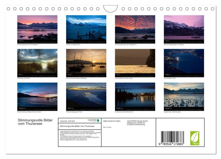 Produktbild: Stimmungsvolle Bilder vom Thunersee (Wandkalender 2026 DIN A4 quer), CALVENDO Monatskalender