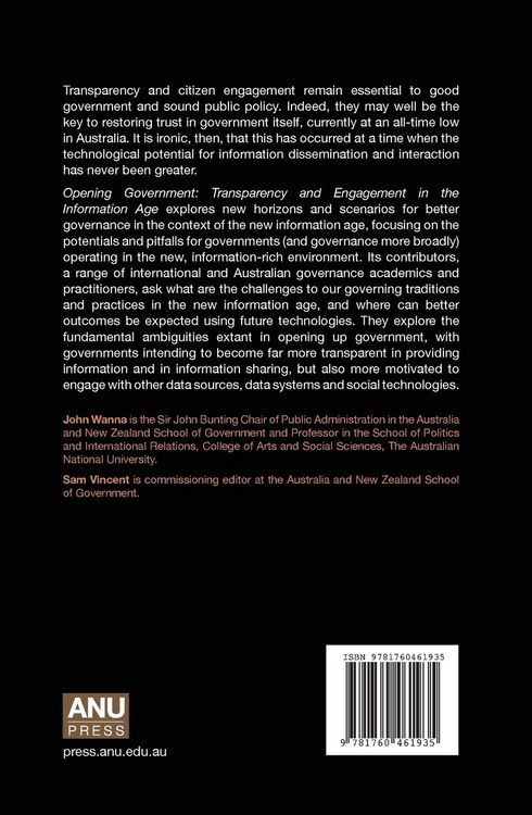 Produktbild: Opening Government: Transparency and Engagement in the Information Age