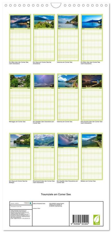 Produktbild: Familienplaner 2027 - Traumziele am Comer See mit 5 Spalten (Wandkalender, 21 x 45 cm) CALVENDO