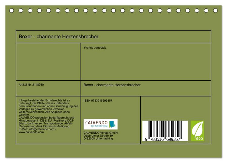 Produktbild: Boxer - charmante Herzensbrecher (Tischkalender 2026 DIN A5 quer), CALVENDO Monatskalender