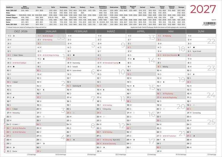 Produktbild: Tafelkalender A3 beidseitig 2027