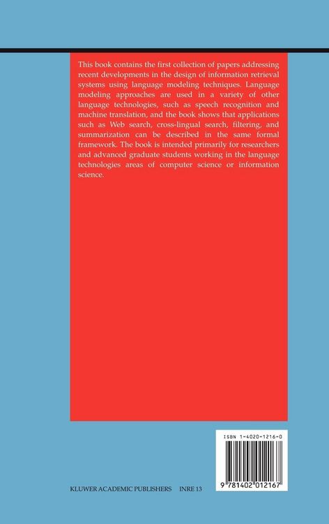 Produktbild: Language Modeling for Information Retrieval