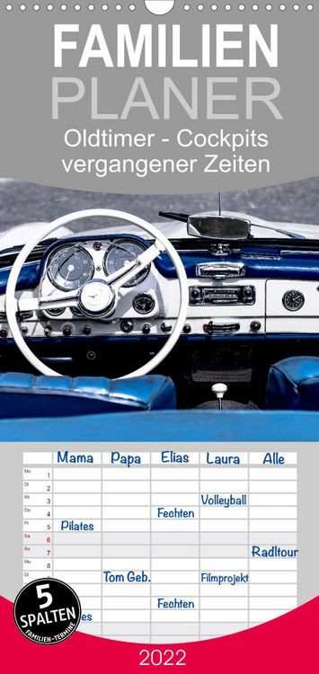 Produktbild: Familienplaner Oldtimer - Cockpits vergangener Zeiten (Wandkalender 2022 , 21 cm x 45 cm, hoch)