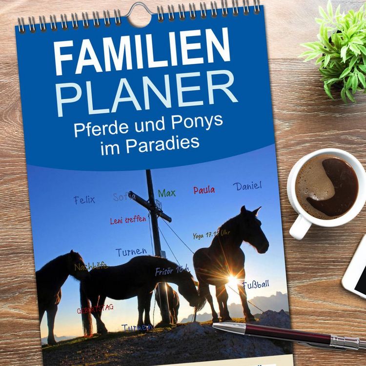 Produktbild: Familienplaner 2026 - Pferde und Ponys im Paradies mit 5 Spalten (Wandkalender, 21 x 45 cm) CALVENDO