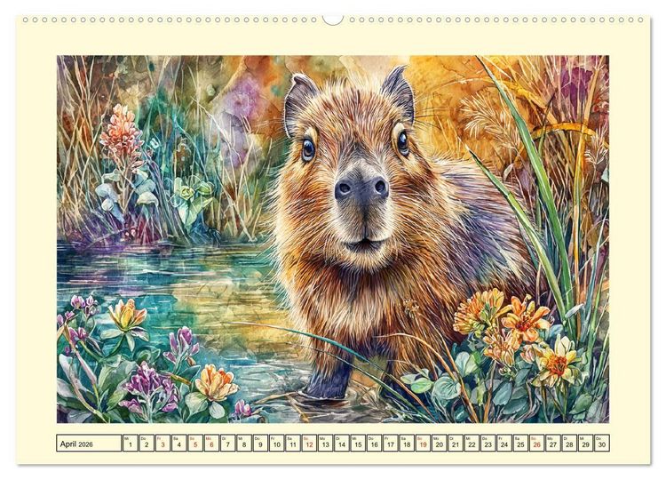 Produktbild: Wasserschweine. Bezaubernde Capybaras in der Natur (Wandkalender 2026 DIN A2 quer), CALVENDO Monatskalender