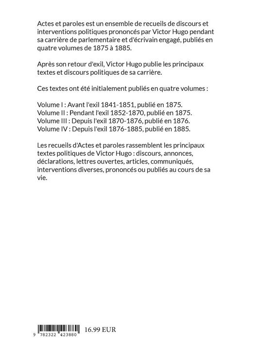 Produktbild: Actes Et Paroles
