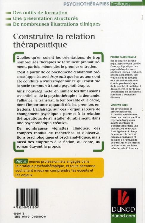 Produktbild: Construire la Relation Therapeutique