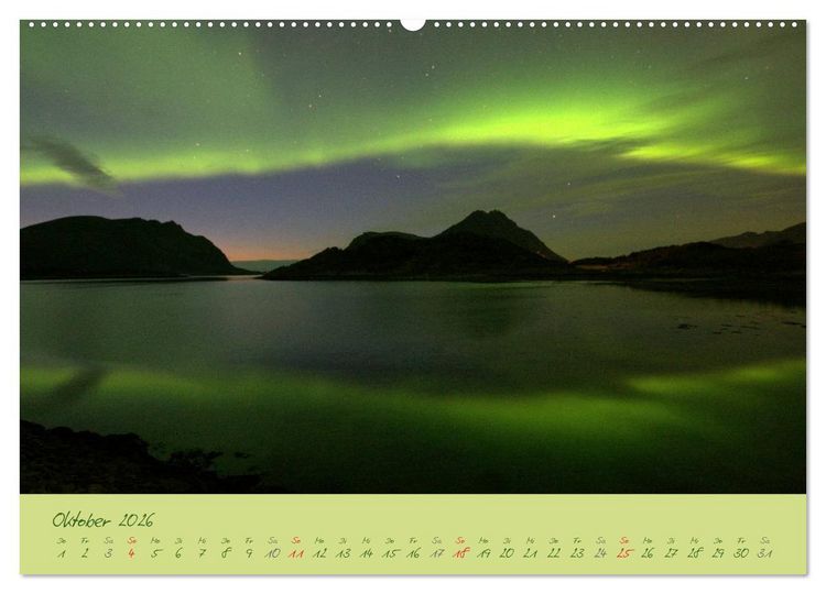 Produktbild: Nordlicht-Zauber auf den Lofoten. Aurora borealis (Wandkalender 2026 DIN A2 quer), CALVENDO Monatskalender