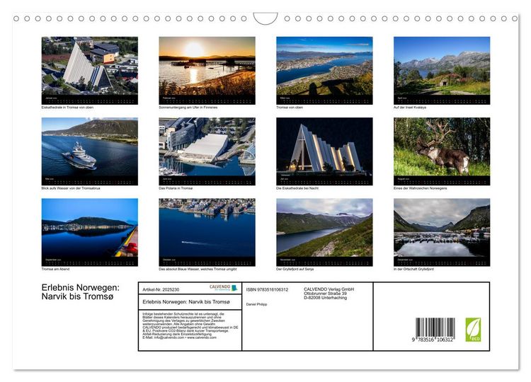 Produktbild: Erlebnis Norwegen: Narvik bis Troms&oslash; (Wandkalender 2026 DIN A3 quer), CALVENDO Monatskalender