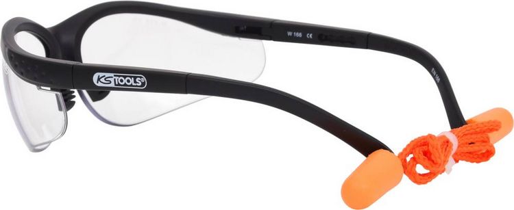 Produktbild: KS Tools Schutzbrille-transparent, mit Ohrst&ouml;psel 310.0176