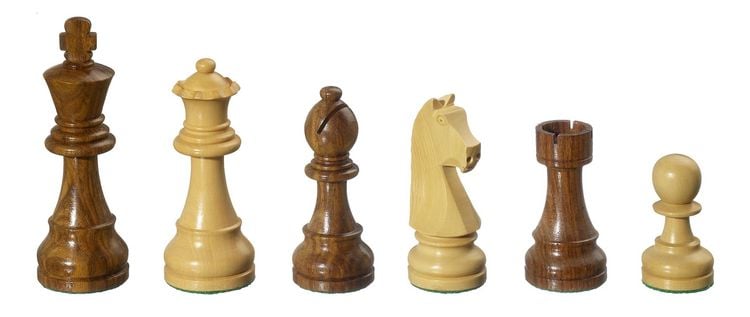 Produktbild: Schachfiguren Arcadius, K&ouml;nigsh&ouml;he 95 mm, braun natur, gewichtet, im neutralen Karton