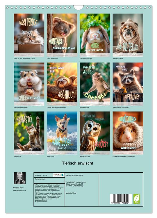 Produktbild: Tierisch erwischt (Wandkalender 2026 DIN A3 hoch), CALVENDO Monatskalender