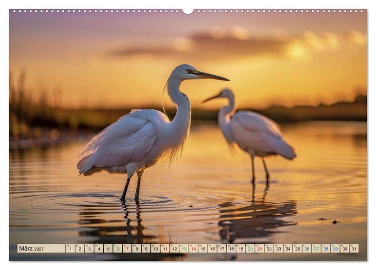 Produktbild: Silberreiher - pure Eleganz (Wandkalender 2027 DIN A2 quer), CALVENDO Monatskalender