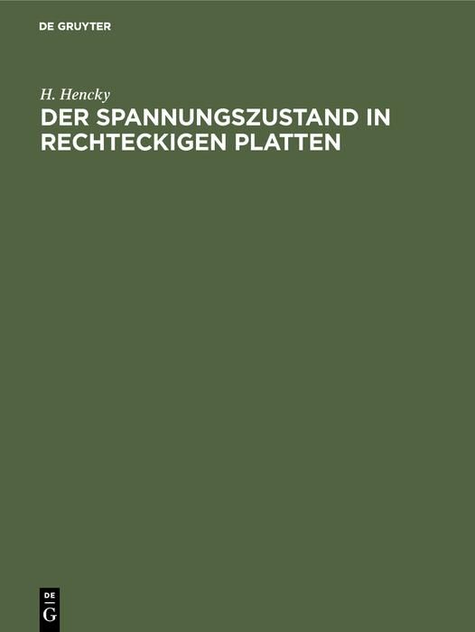 Produktbild: Der Spannungszustand in rechteckigen Platten