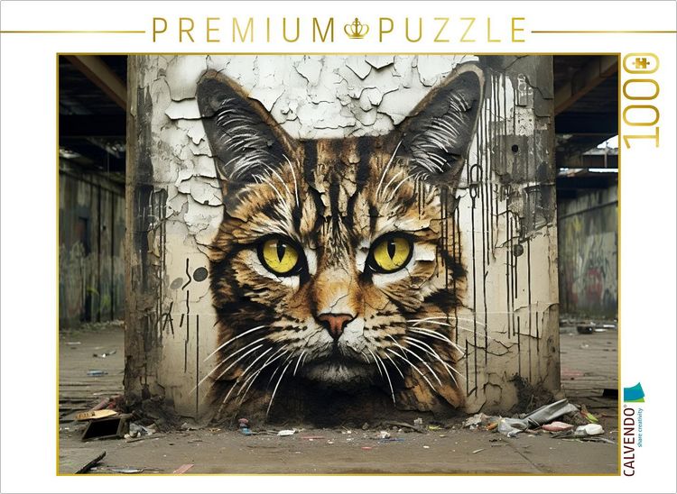 Produktbild: CALVENDO Puzzle Ein Motiv aus dem Kalender "Graffiti Katzen" | 1000 Teile Lege-Gr&ouml;&szlig;e 64x48cm Foto-Puzzle f&uuml;r gl&uuml;ckliche Stunden
