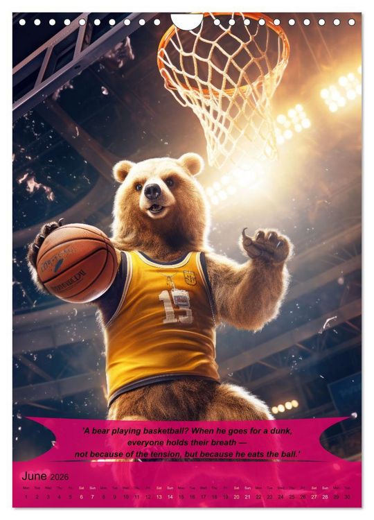 Produktbild: Basketball with funny animals (Wall Calendar 2026 DIN A4 portrait), CALVENDO 12 Month Wall Calendar