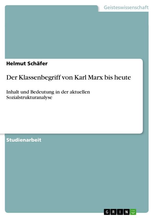 Produktbild: Der Klassenbegriff von Karl Marx bis heute