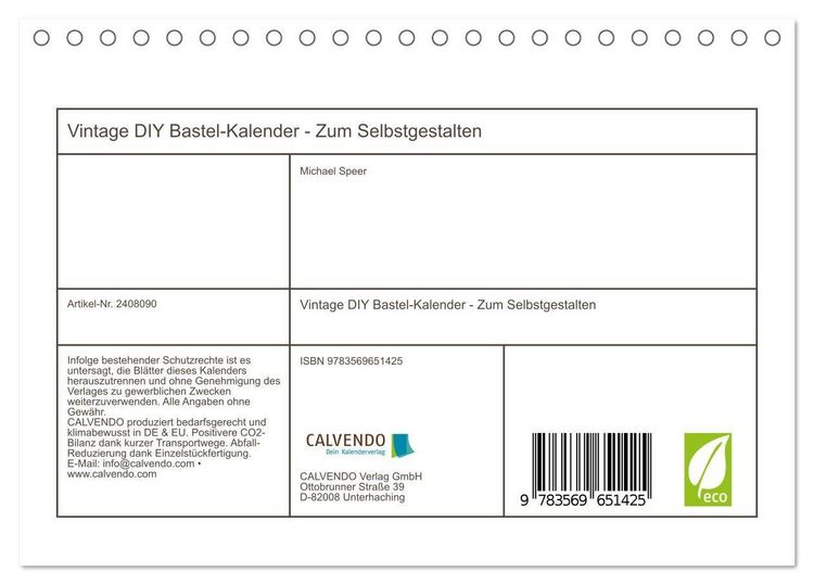 Produktbild: Vintage DIY Bastel-Kalender - Zum Selbstgestalten (Tischkalender 2027 DIN A5 quer), CALVENDO Monatskalender